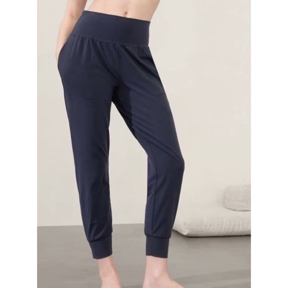 Athleta Womens Salution High Rise Jogger Powervita Pants Athleisure Small Blue